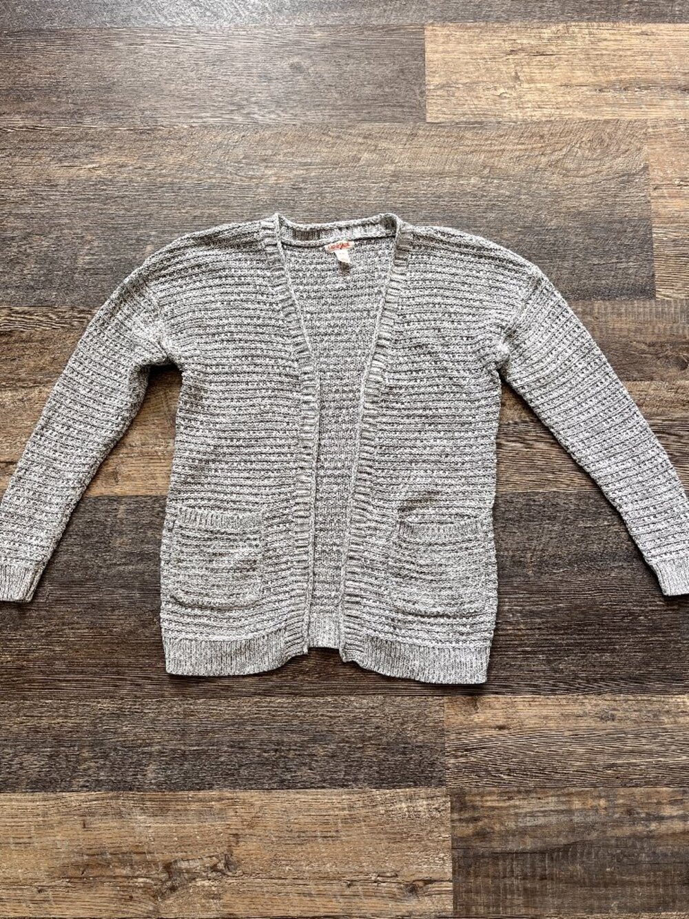 EUC Cat & Jack Heather Gray Chunky Knit Open Cardigan M